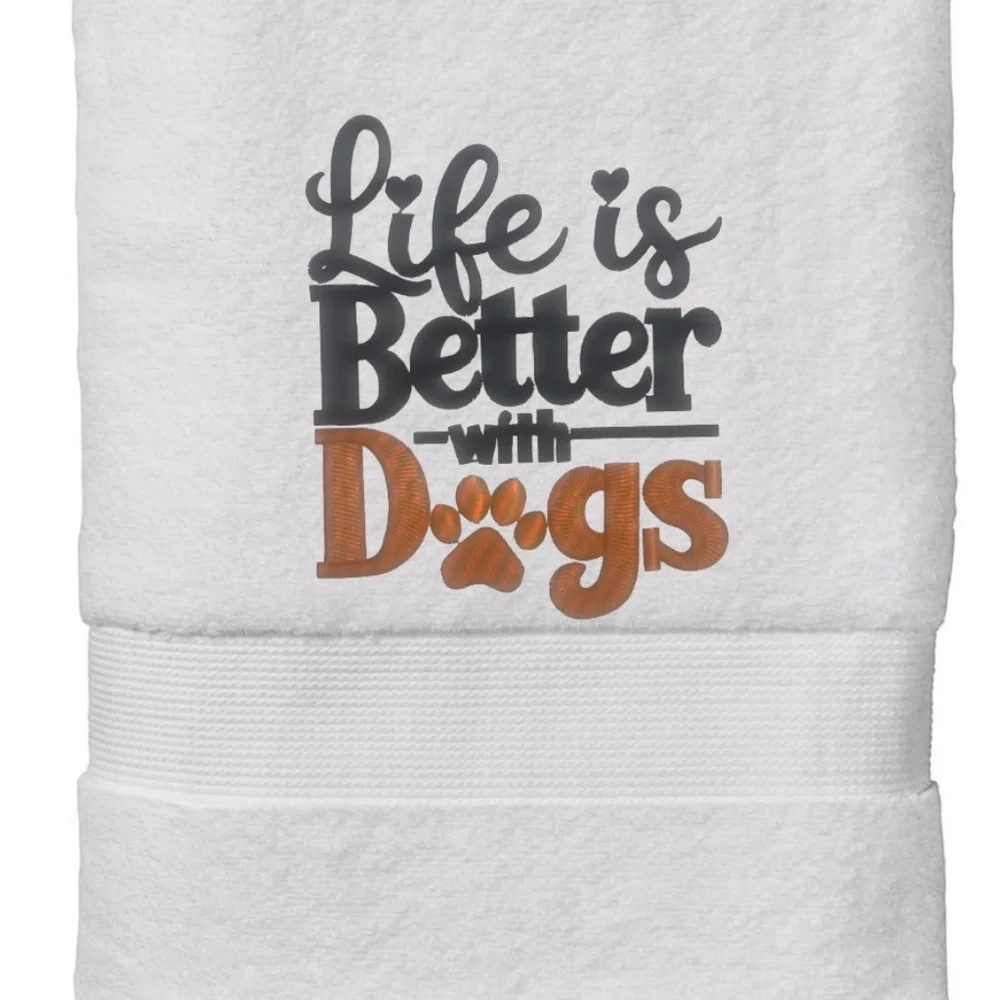 Love is better with Dogs Embroidered 2 hand towel White Dog Lovers